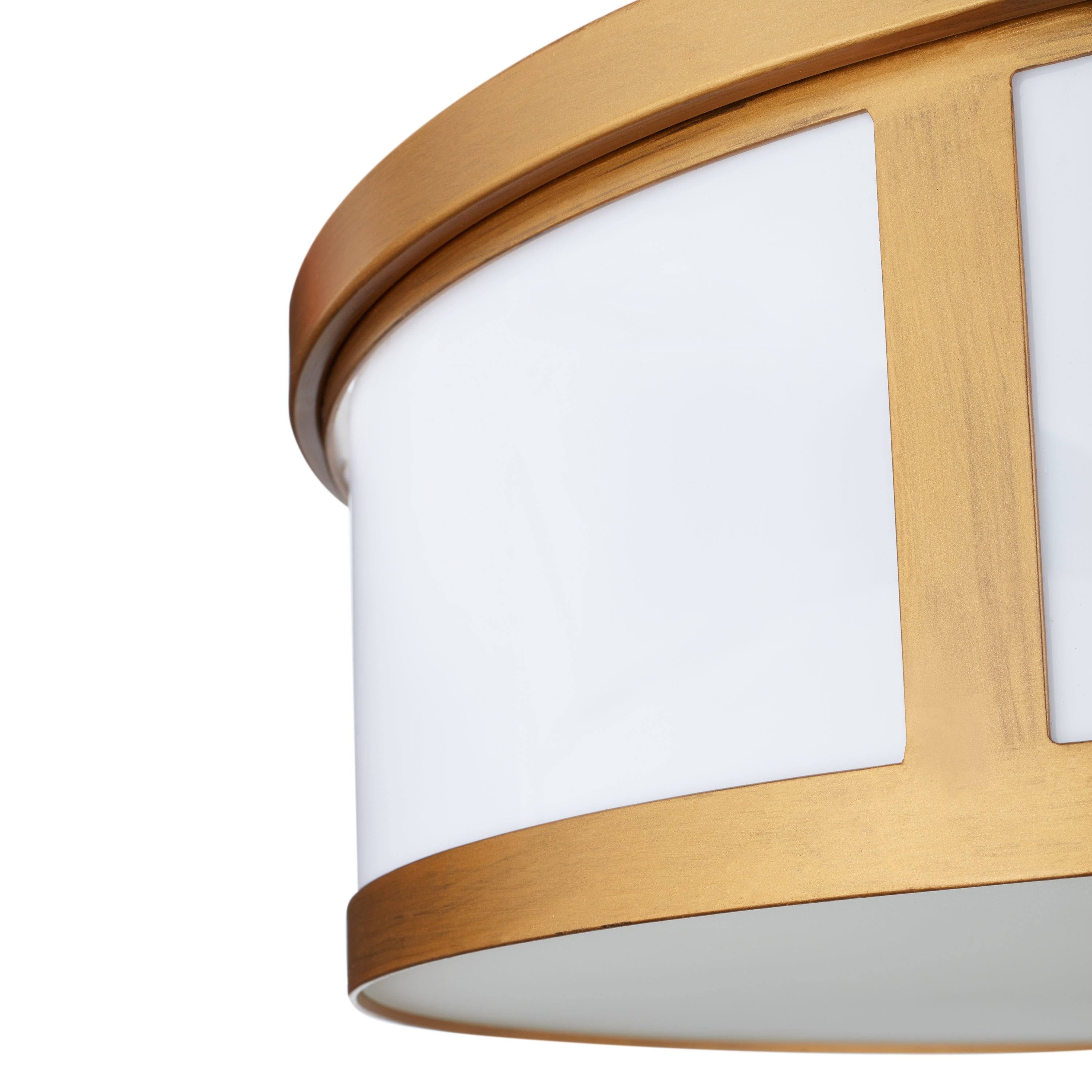 Antique Gold 2-Light Drum Flush Mount U10362