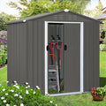6x4 ft Galvanized Steel Outdoor Storage Shed with Sliding Door F2114