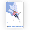 Ski Washington Stylized Skier Woman Poster 16x24 Giclee Gallery Print H6994