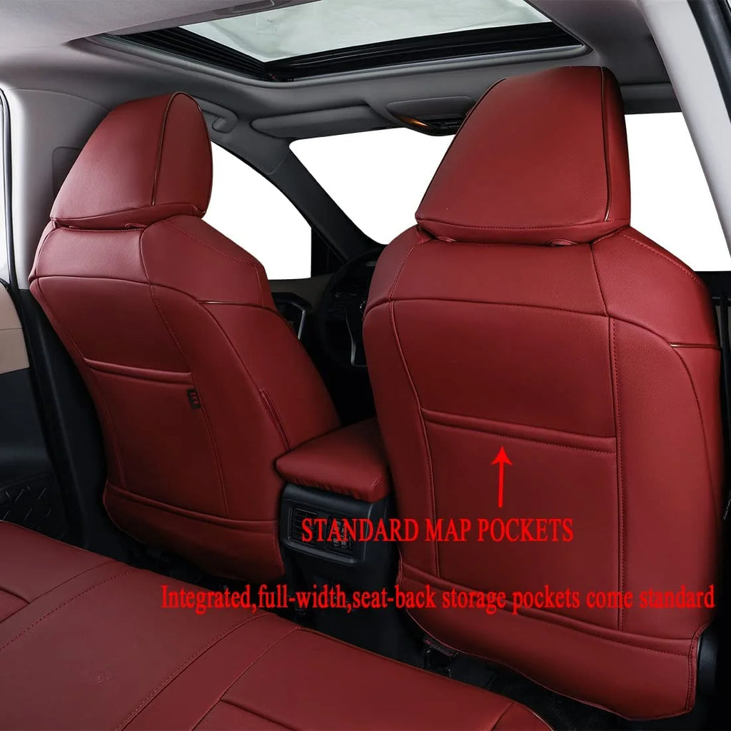 Burgundy Leather Full Set Car Seat Covers D3438