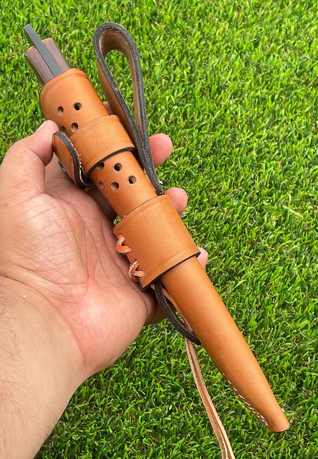 1095 Carbon Steel Bushcraft Knife with Wood Handle and Sheath H52630
