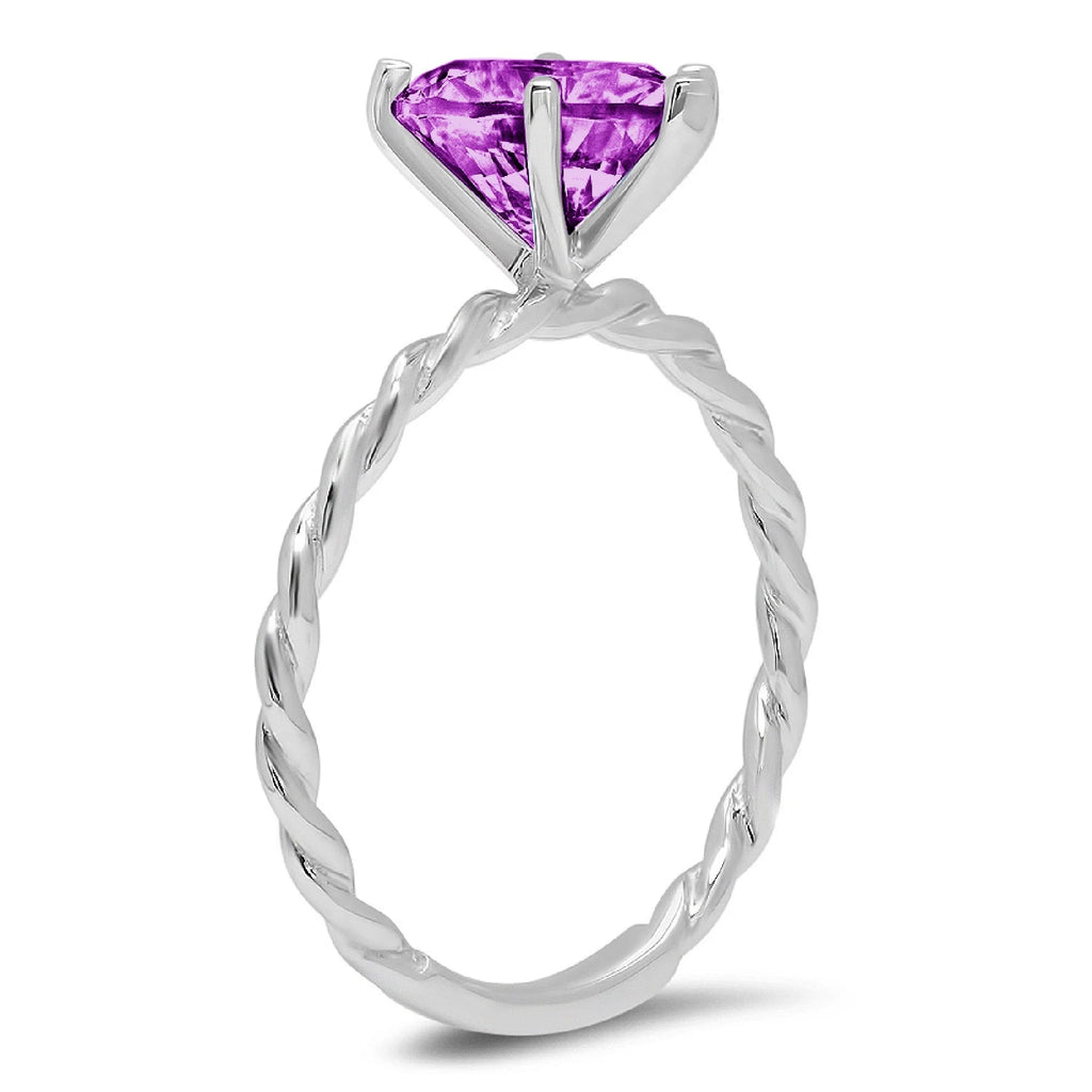 Marquise Cut Purple Simulated Alexandrite 18k White Gold Solitaire Ring C5477