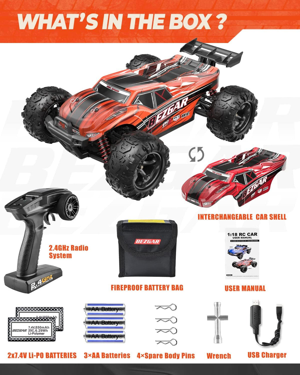 1:18 Scale 4WD Remote Control Monster Truck K149