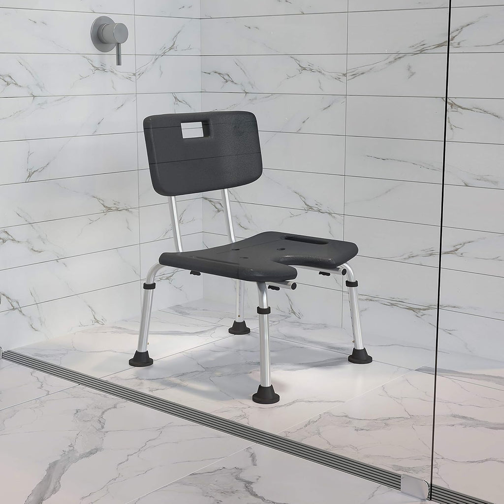 Gray Adjustable Bath & Shower Transfer Bench with Back and Side Arm, Pack of 2 C767953