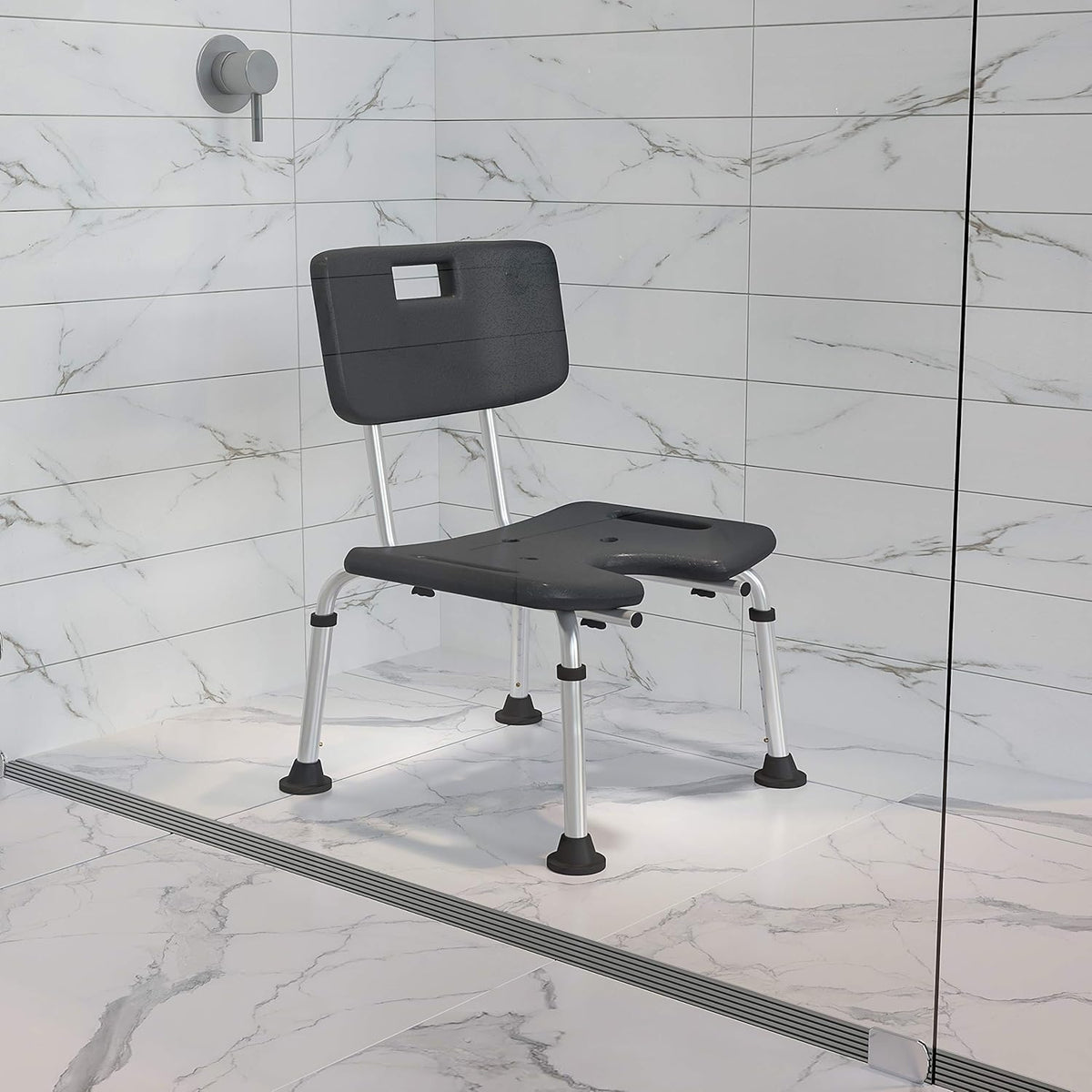 Gray Adjustable Bath & Shower Transfer Bench with Back and Side Arm, Pack of 2 C767953
