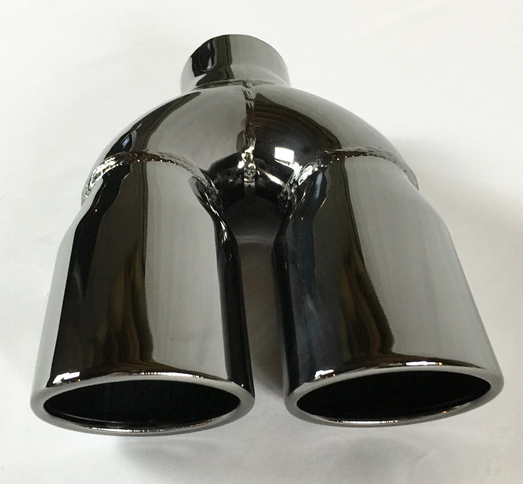 Dual Oval Slant Stainless Black Chrome Exhaust Tip Pack of 2 B98014