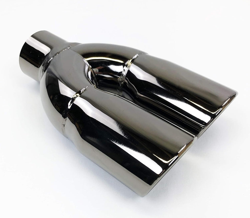 Dual Oval Slant Stainless Black Chrome Exhaust Tip Pack of 2 B98014