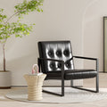 Black Faux Leather Accent Chair with Steel Frame F391861