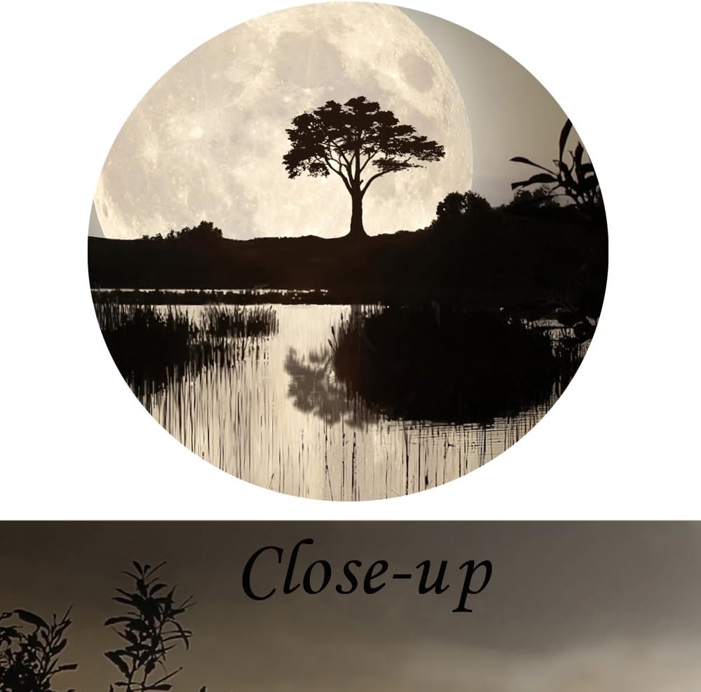 4 Pieces Canvas Prints Wall Art Big Moon Over Lake Dark Forest Modern Canvas Painting Landscape Picture Peaceful Jungle Poster Giclee Artwork Z459561