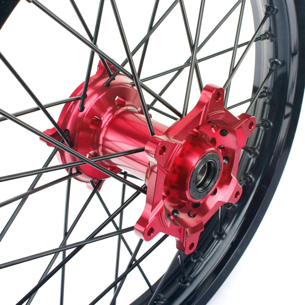 Front 21" Rear 18" Wheel Complete Set Red Hubs Rims Spokes Y8985