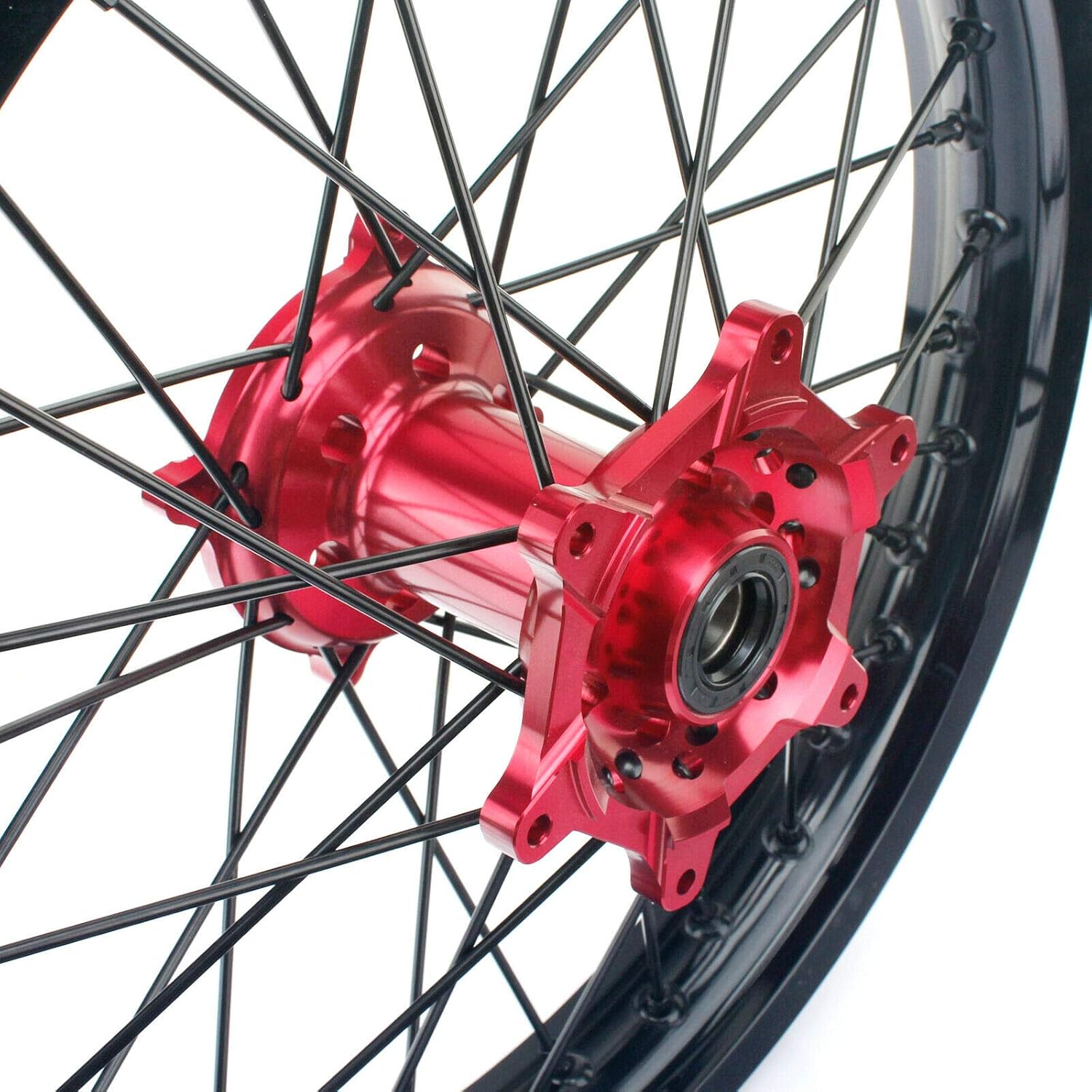 Front 21" Rear 18" Wheel Complete Set Red Hubs Rims Spokes Y8985
