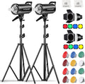 2-Pack 800Ws Photo Studio Strobe Flash Monolight Kit with Light Stands, Reflectors, Barndoor Kits P20211