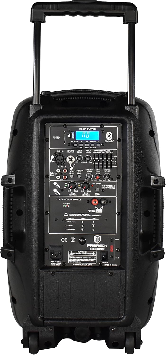 12-Inch 500 Watt Powered DJ/PA Speaker with Bluetooth and Wireless Microphones G792203