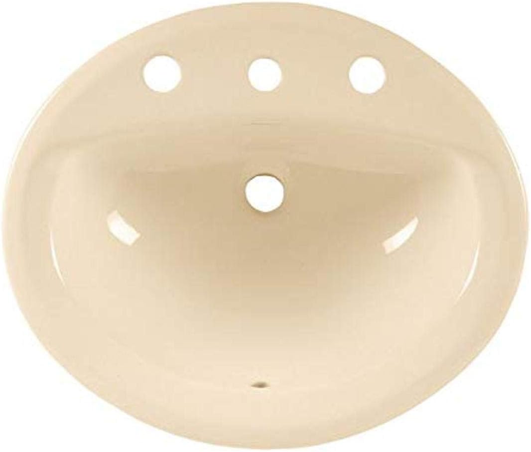 White Oval Drop-In Bathroom Sink with 3 Faucet Holes T83631