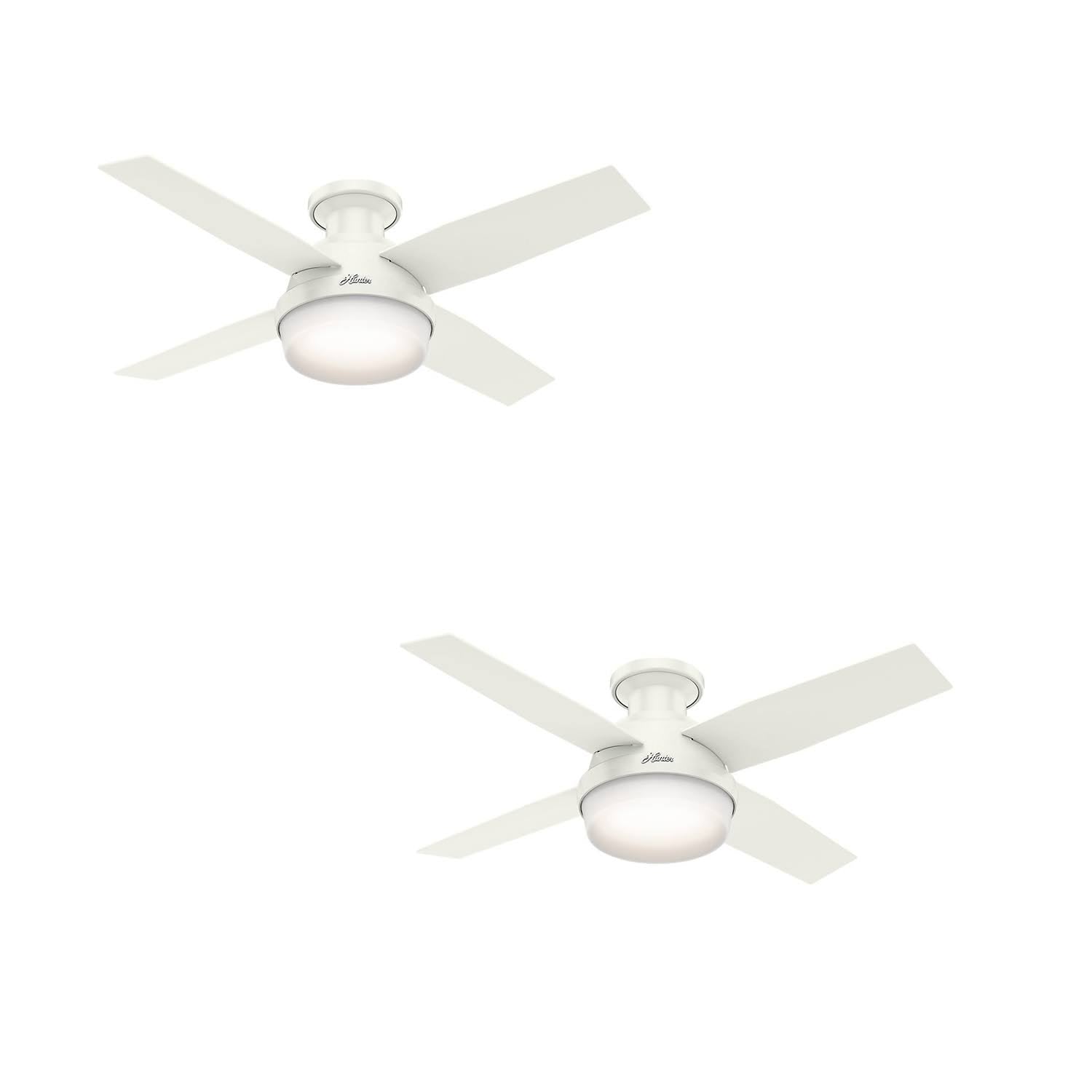 White Low Profile Ceiling Fan with Light & Remote (2 Pack) K95744
