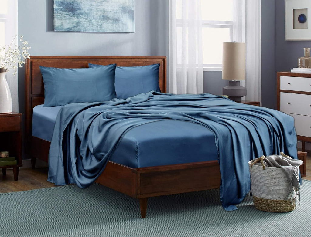 Split King Charcoal Gray 5PC Tencel Lyocell Bed Sheets Set E99869