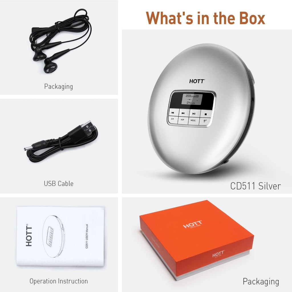 Portable CD Player with Anti-Skip Protection and Headphones D484549