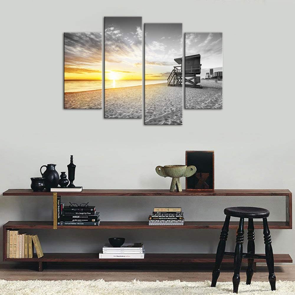 4 Pieces Beach Wall Art Canvas Print Framed B845314