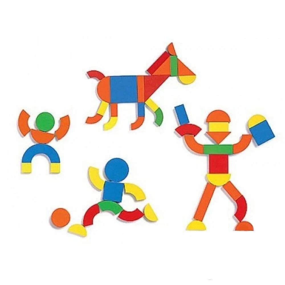 Magnetic Wooden Pattern Blocks Set with Carrying Case Q104