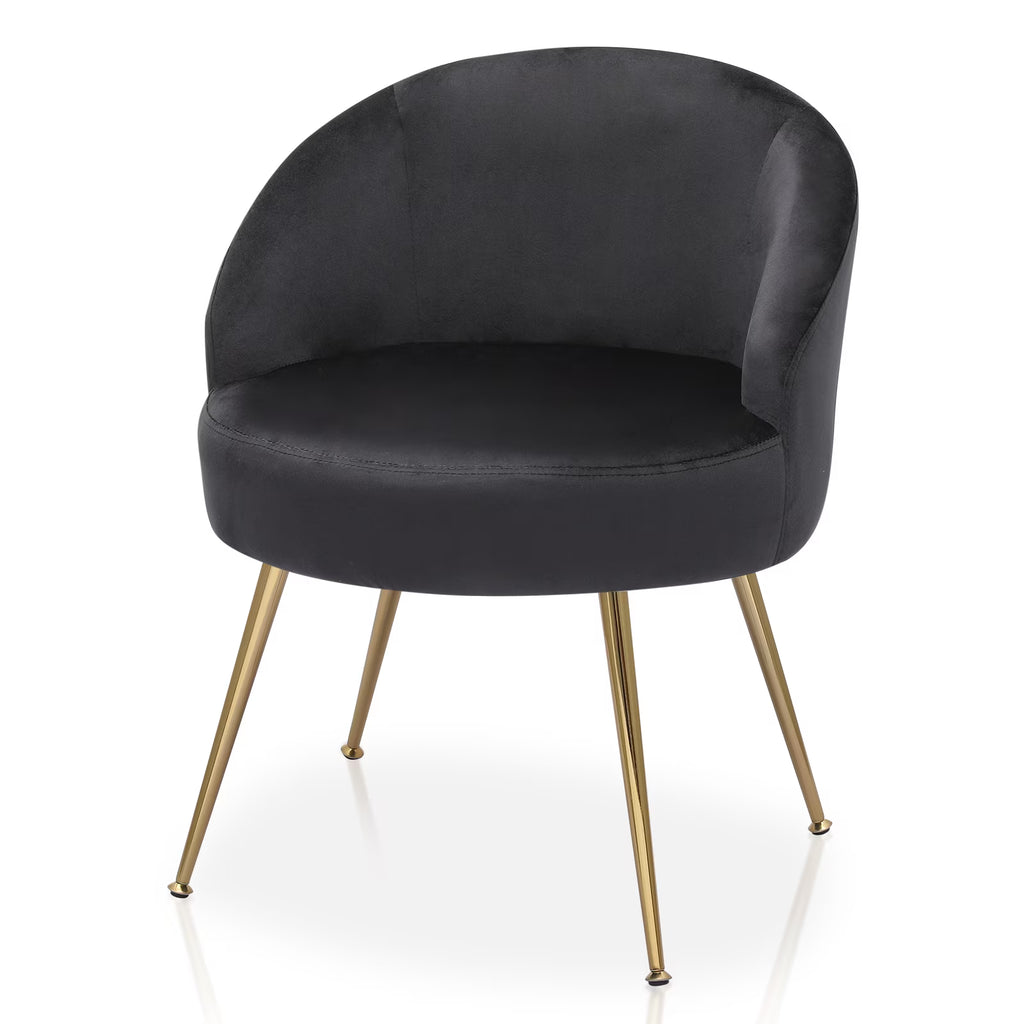 Black Velvet Accent Chair with Golden Metal Legs M865055