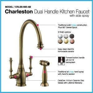 Oil Rubbed Bronze Two Handle Kitchen Faucet with Sidespray Q770704