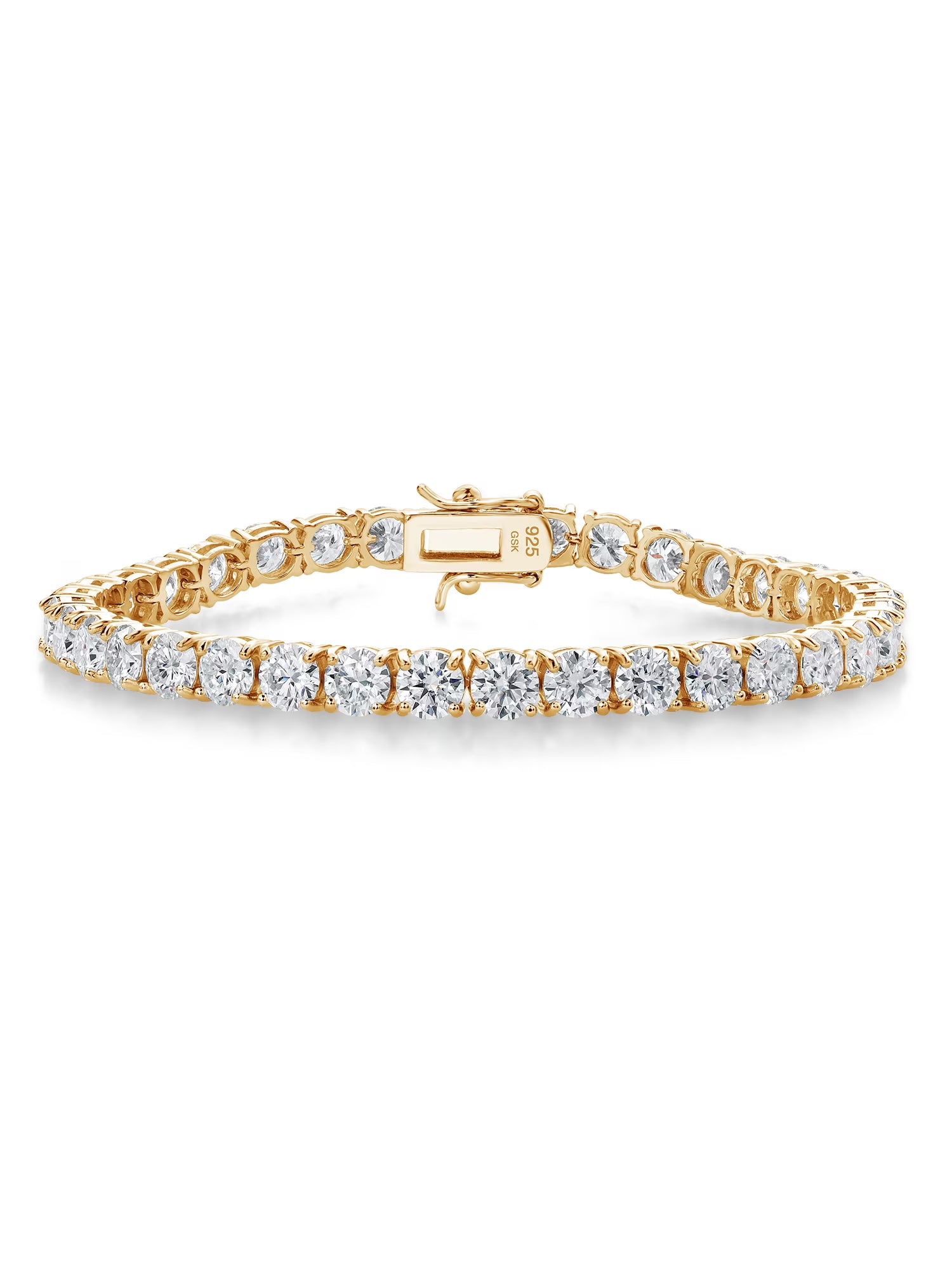 18K Yellow Gold Plated Silver White Moissanite Tennis Bracelet N246