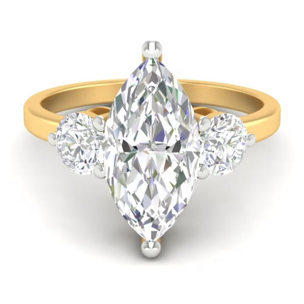 2Ct Marquise Cut Moissanite Engagement Ring 14K Yellow Gold Plated S399
