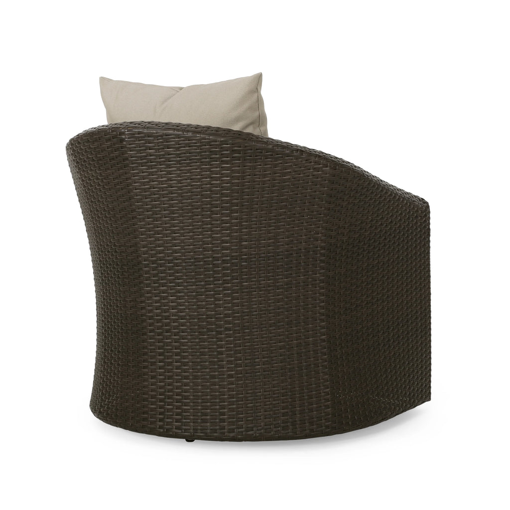 Mixed Brown and Mixed Khaki Wicker Swivel Club Chair E304626