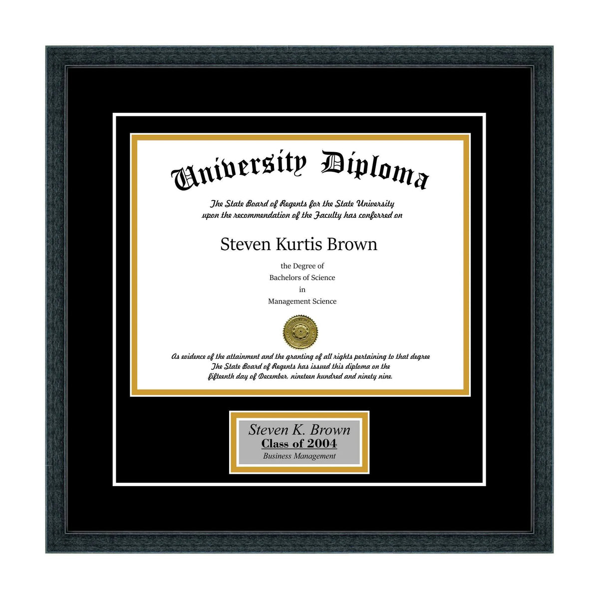 Black 3/4x22 Single Diploma Frame with Double Matting P494041