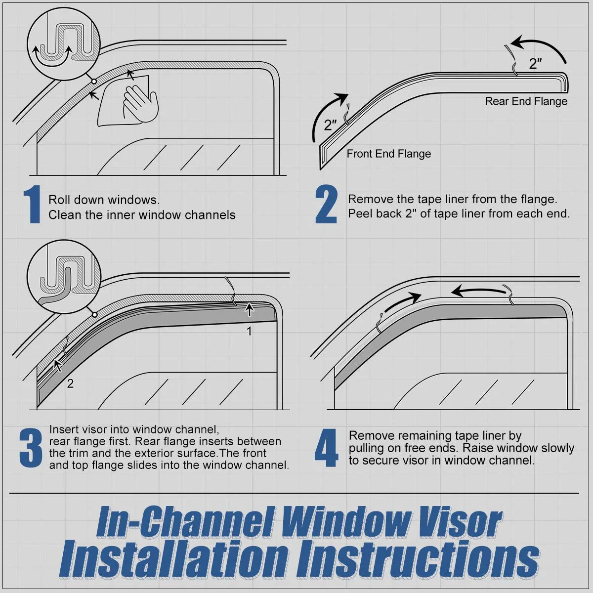 Smoke Window Visor Wind Rain Deflector In-Channel J371819