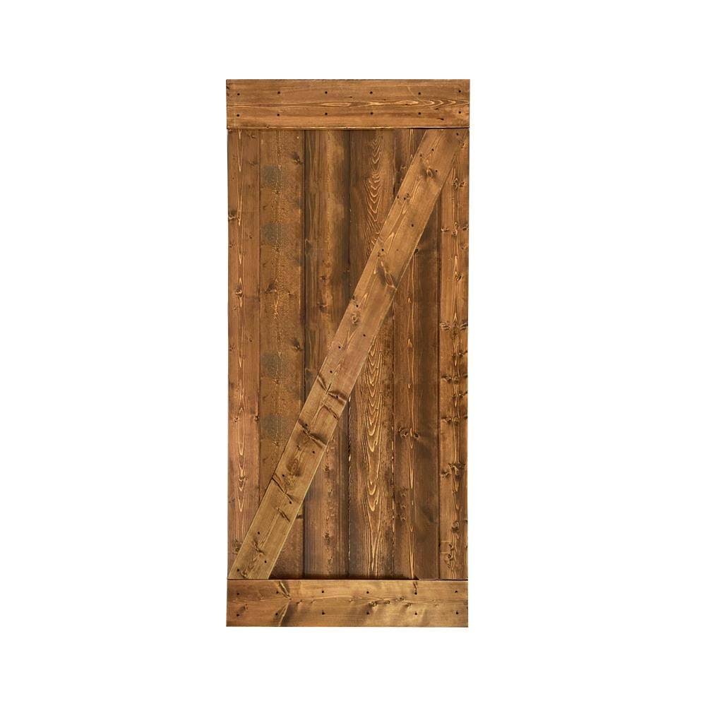 Walnut Brown Pine Wood Single Barn Door Y758817