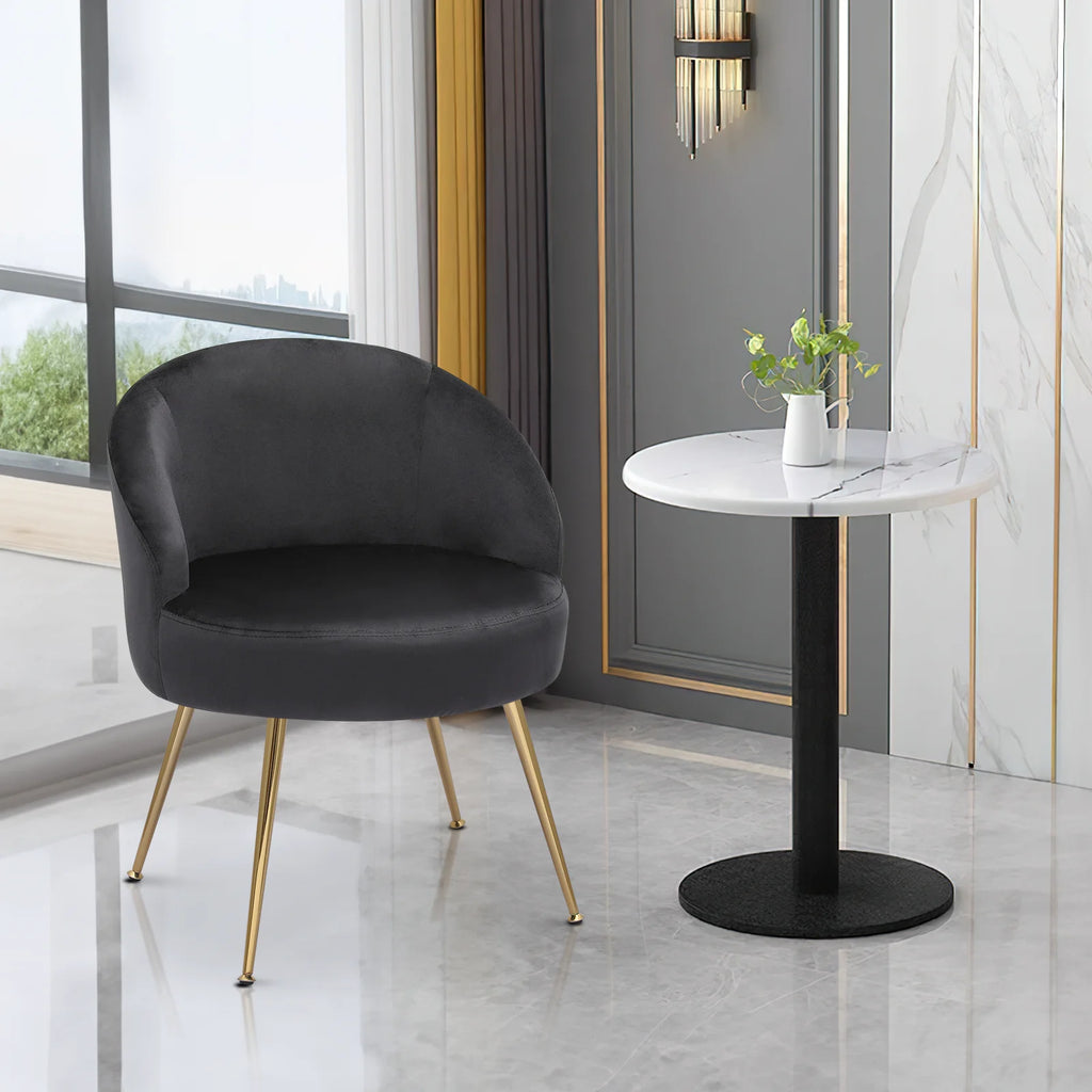 Black Velvet Accent Chair with Golden Metal Legs M865055
