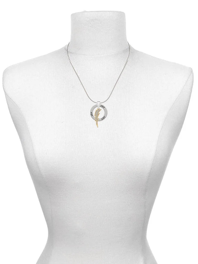 Goldtone Crystal Lightning Bolt Necklace, 18" V488