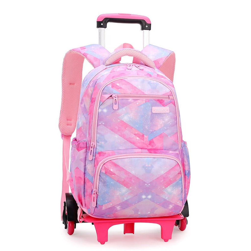 Pink Rolling Wheeled School Backpack O108932