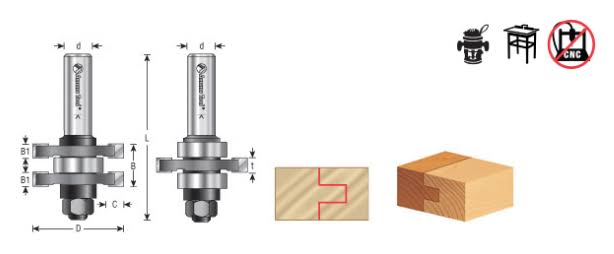 Carbide Tipped Tongue & Groove 1/2 Kerf x 1-7/8 D x 3/4 CH J951