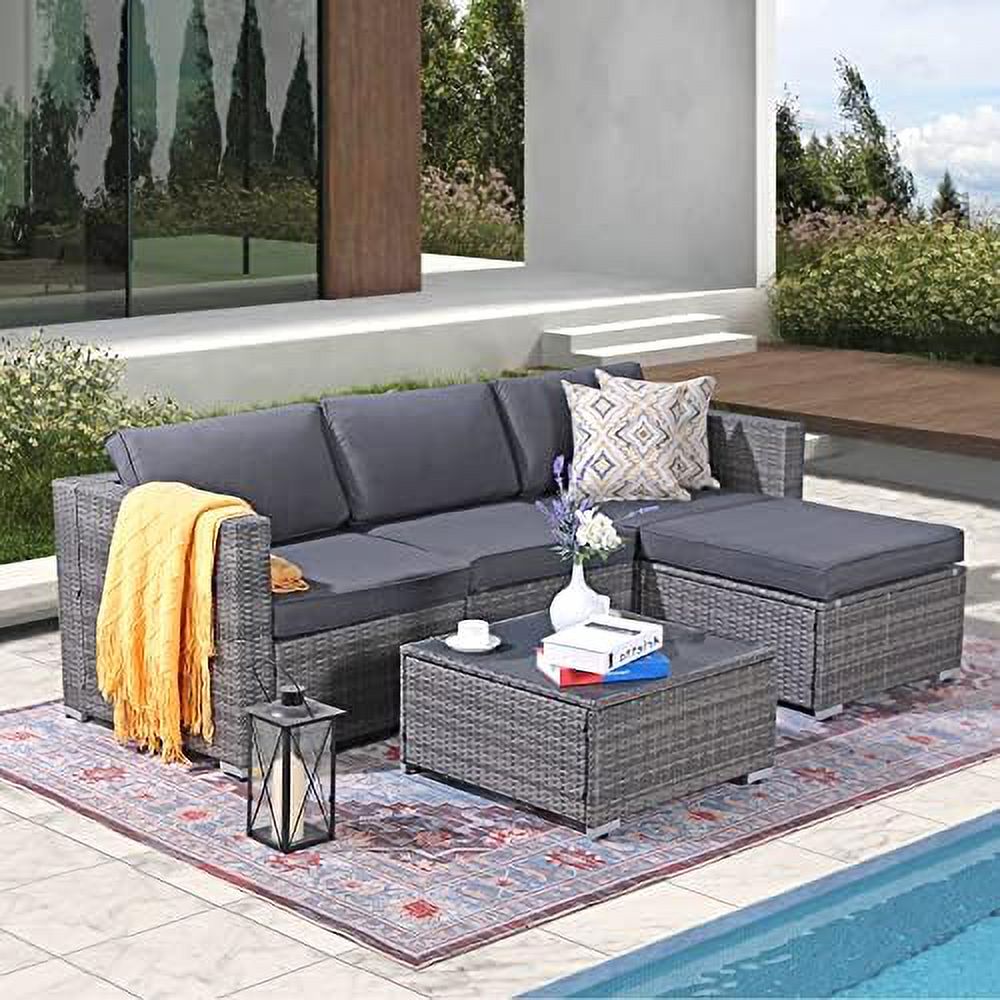 3 Piece Patio Sectional Sofa with Coffee Table B793