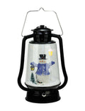 Black Lighted Musical Snowman Snowing Christmas Table Top Lantern Z53307