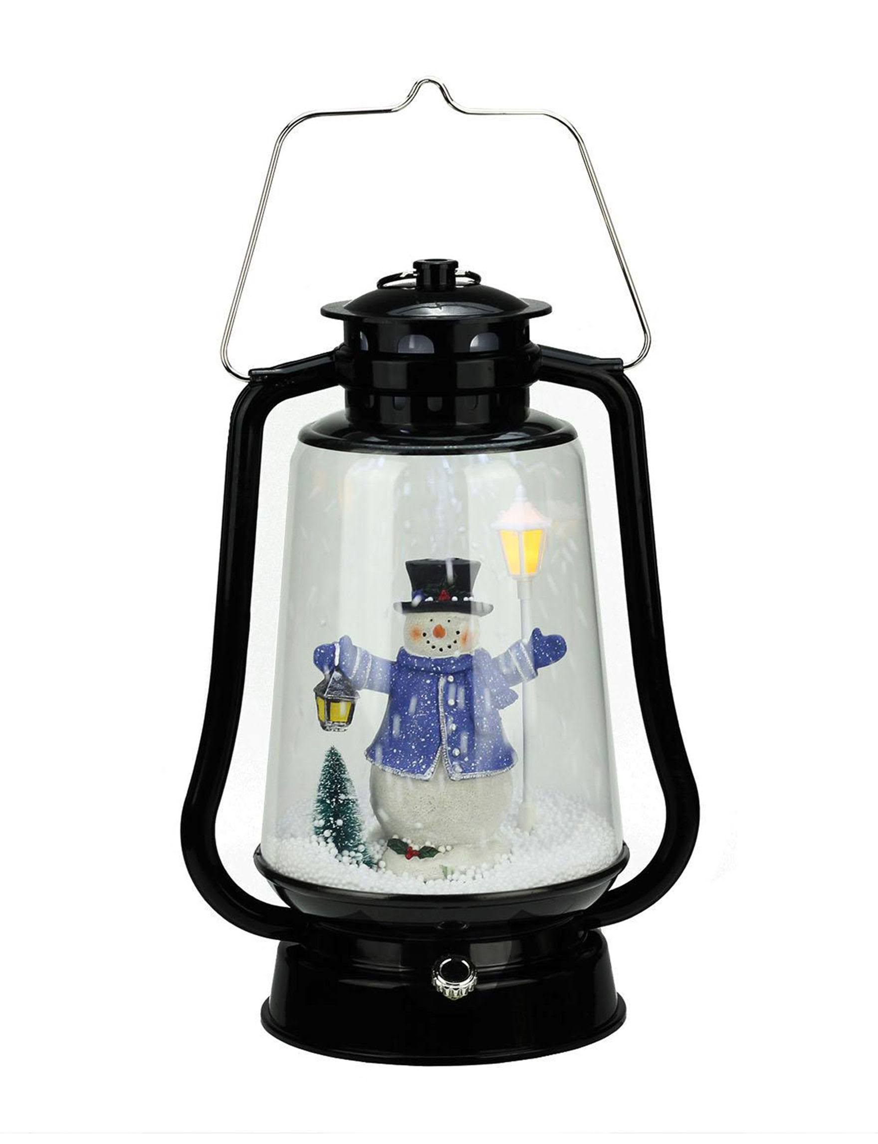 Black Lighted Musical Snowman Snowing Christmas Table Top Lantern Z53307