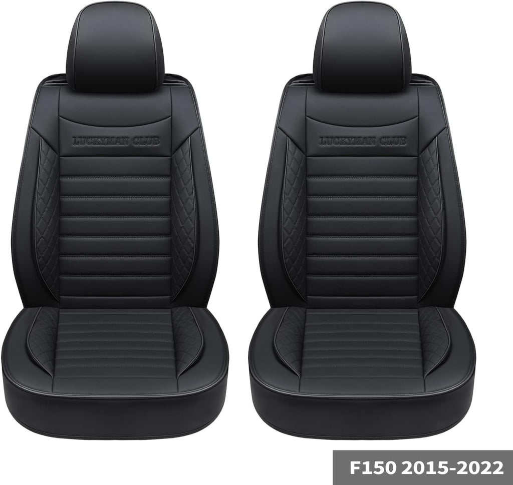 F150 Crew Cab Seat Covers with Faux Leather (Black & Red) V55737