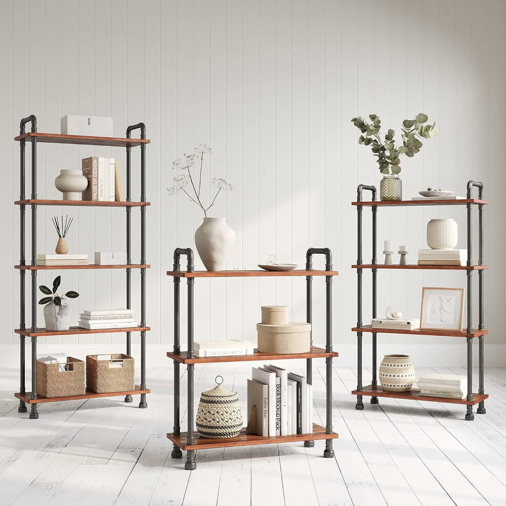 Brown Solid Pine 4-Tier Bookcase S989534