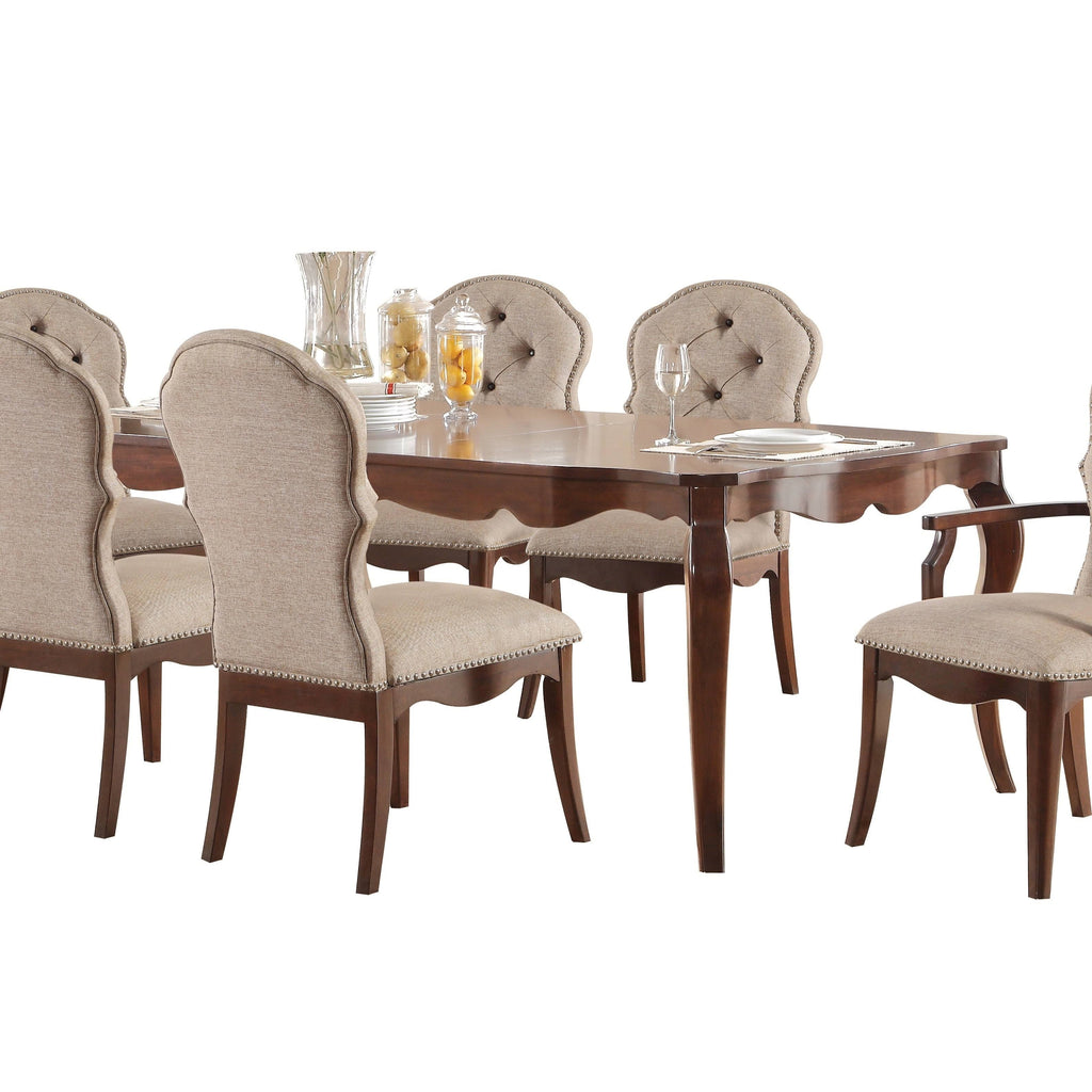 Beige Fabric Walnut Side Chair (Set of 2) U941
