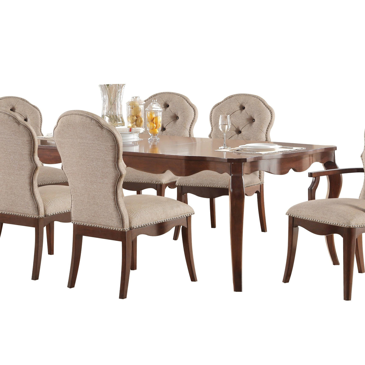 Beige Fabric Walnut Side Chair (Set of 2) U941