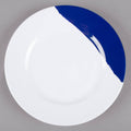 White Navy Blue Wide Rim Round Melamine Plate - 24/Case M83317