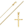 Solid 14K Gold Box Chain Cross Pendant Necklace Y236