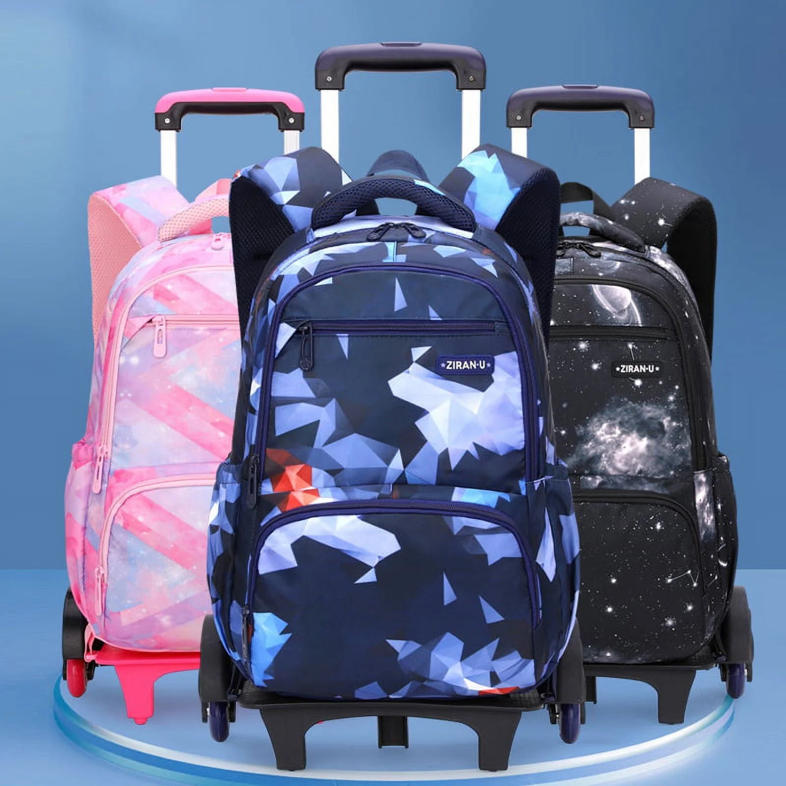 Pink Rolling Wheeled School Backpack O108932