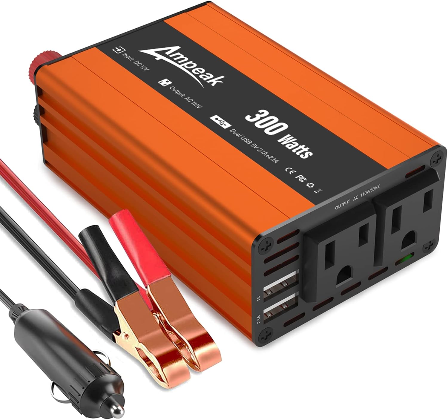 850W Car Power Inverter 12V to 110V 2 USB Ports 2 AC Outlets Pack of 2 N878