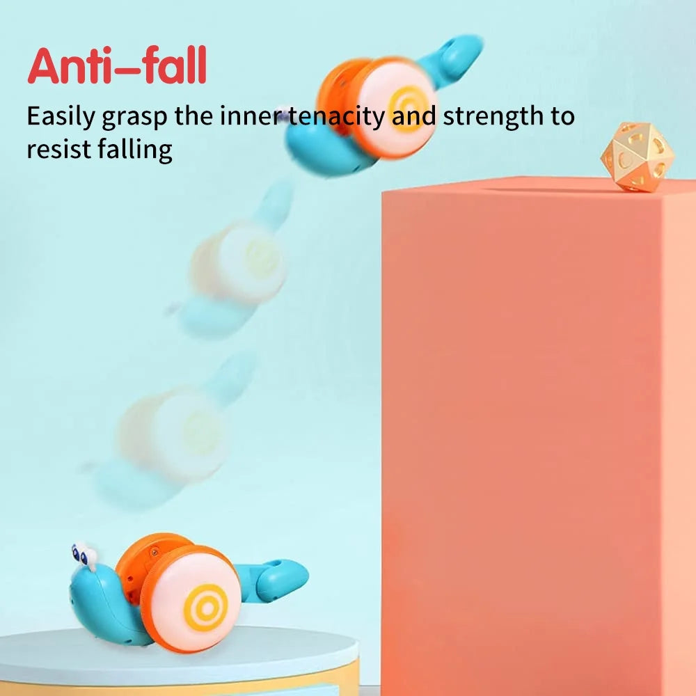 Colorful Light Music Push Pull Walking Snail Toddler Toy W7397