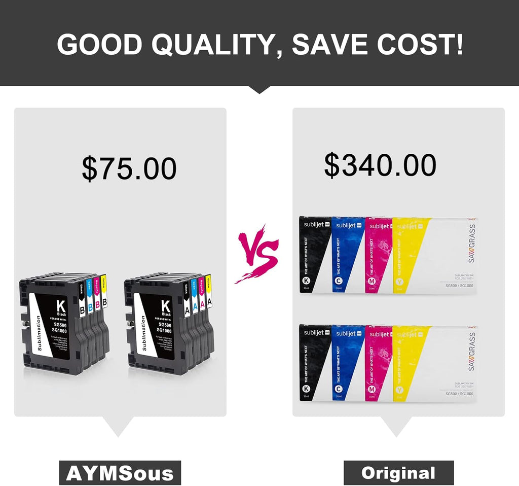 Sublimation Ink Cartridge 8-Pack for Sawgrass Virtuoso SG500 SG1000 Printer W51788