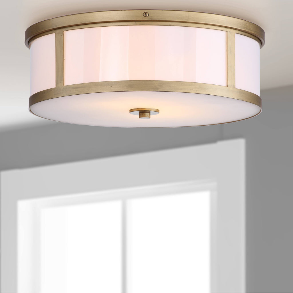 Antique Gold 2-Light Drum Flush Mount U10362