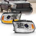 Projector Headlights for Dodge Ram 1500 2500 3500 with LED Tube Switchback White & Amber H507